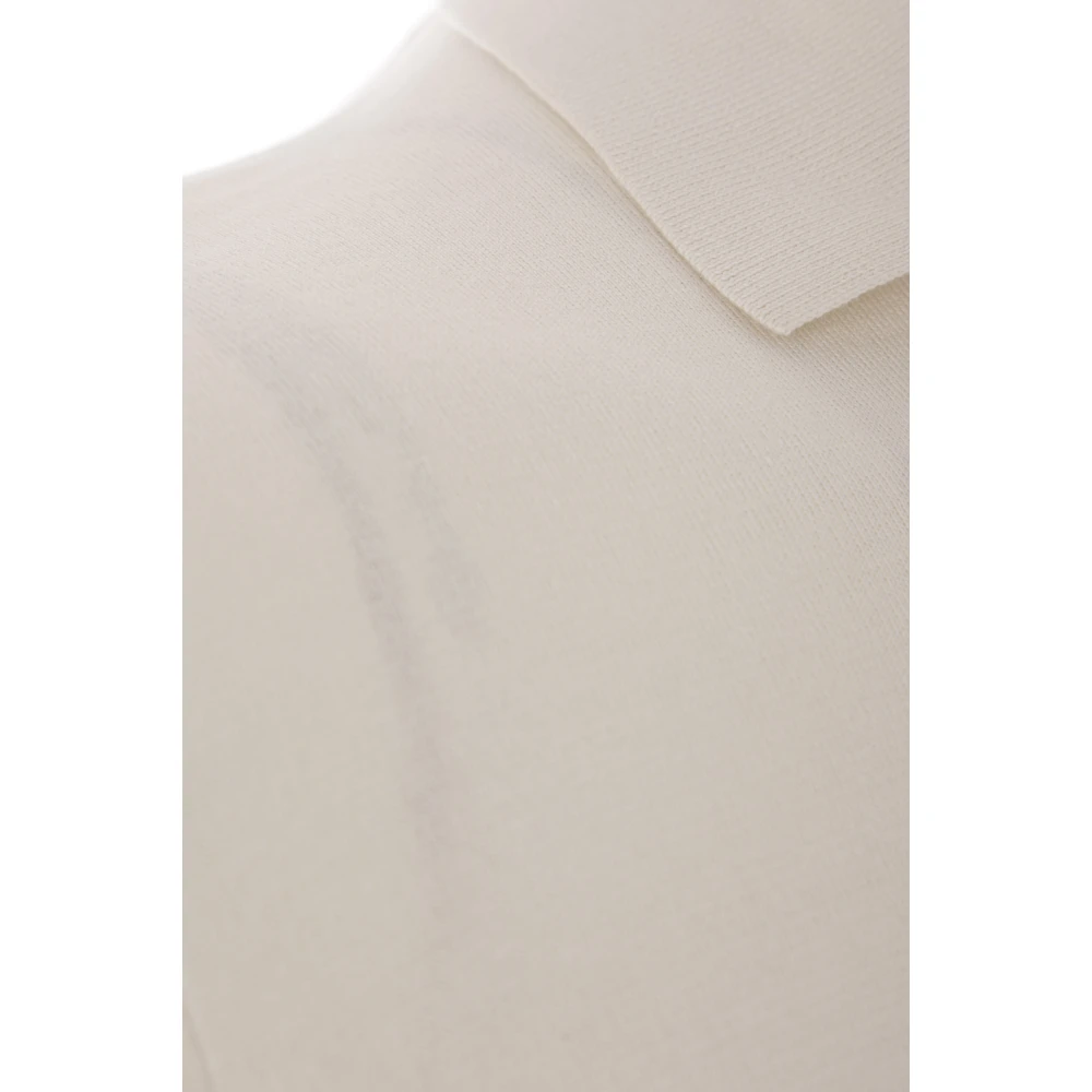 BRUNELLO CUCINELLI Ivoor Katoenen Polo met Molgrijze Details Beige Heren