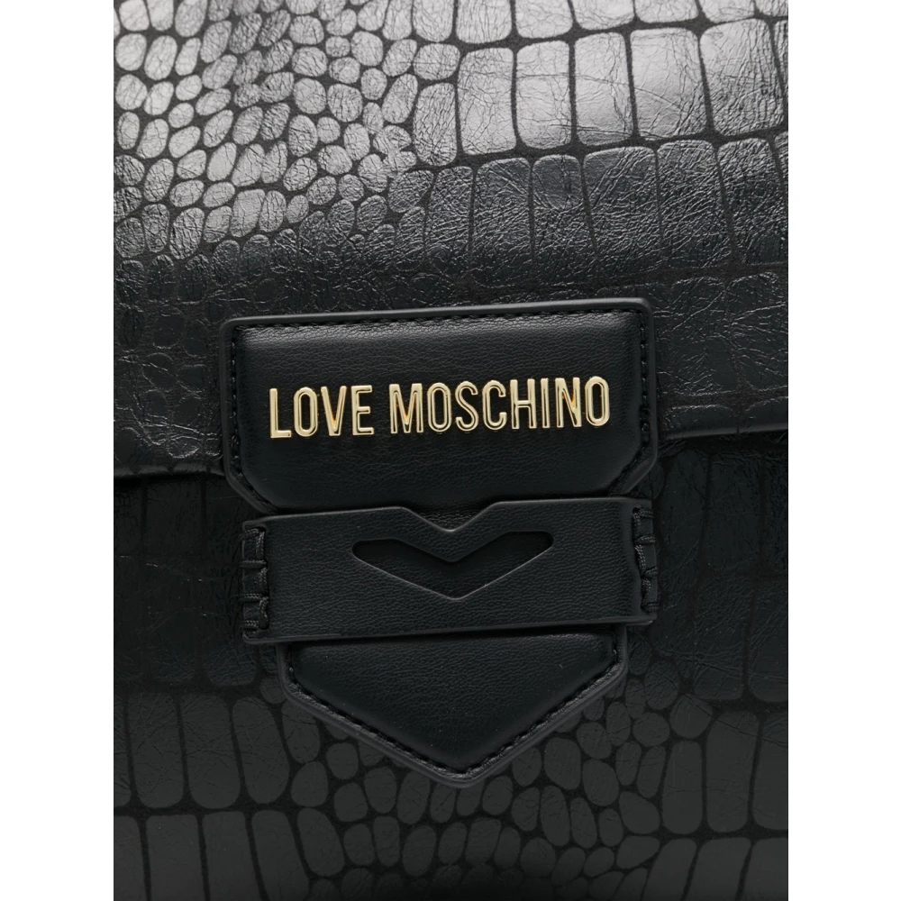 Love Moschino Elegante Croco Schoudertas Zwart Black Dames