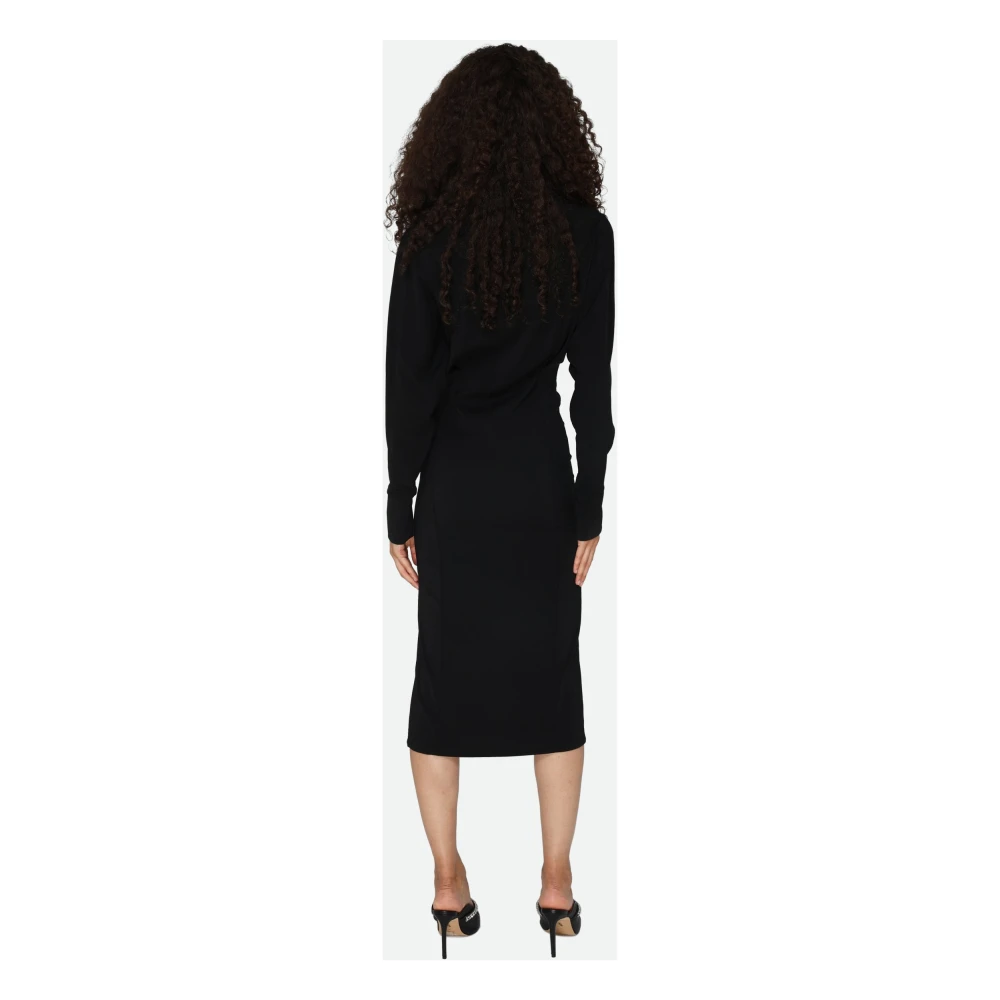 PATRIZIA PEPE Zwarte Chemisier Midi Jurk Black Dames