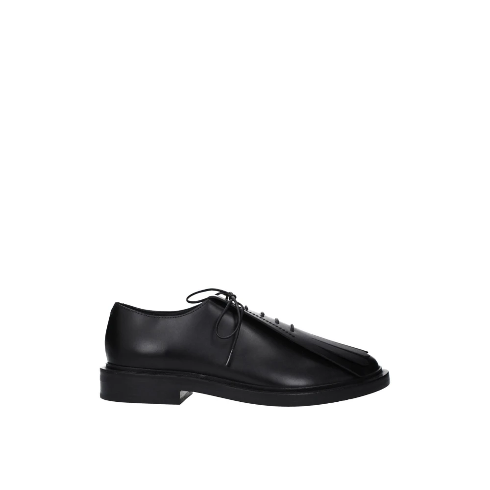 Max Mara Men's Black Laced Shoes,, Leather Lace-Up Monkstrap Shoes Size 2