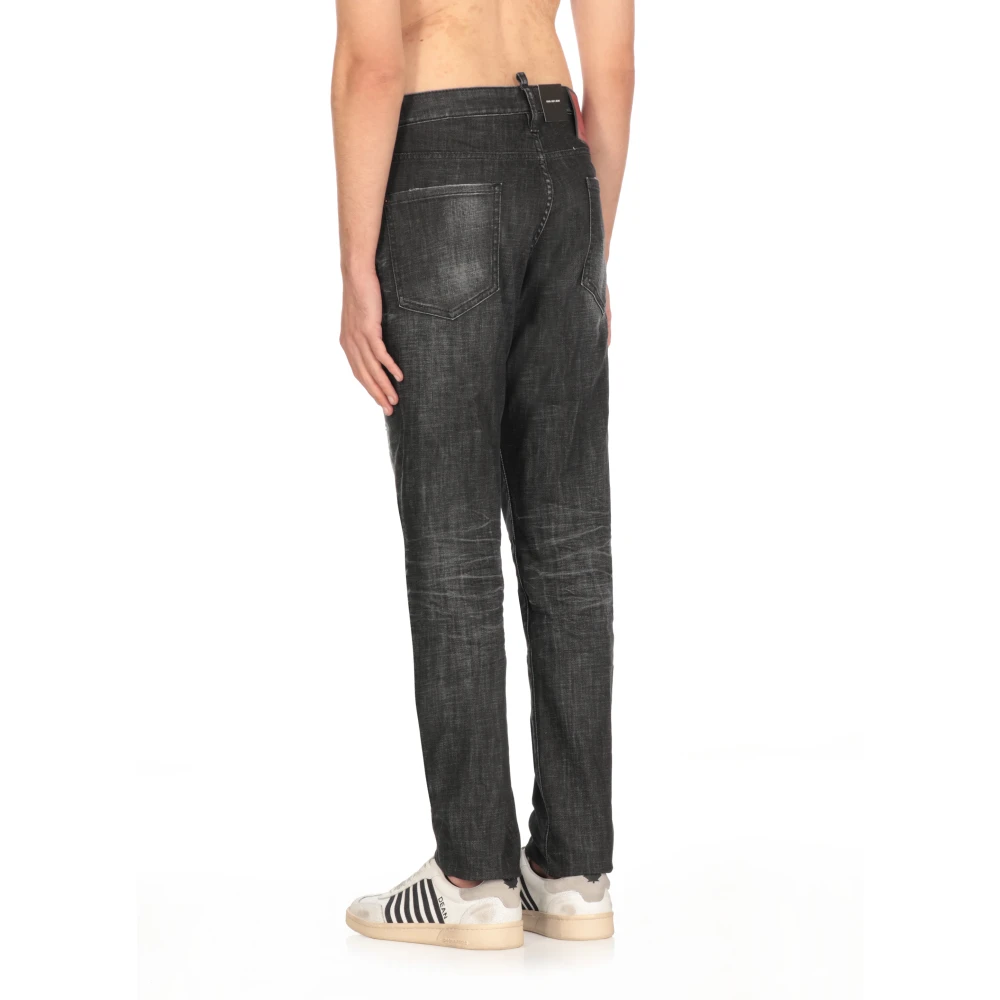 Dsquared2 Zwarte Gescheurde Katoenen Jeans Black Heren