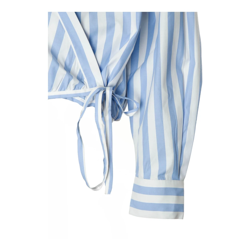 Essentiel Antwerp Gestreepte Wrap Blouse met V-hals Blue Dames