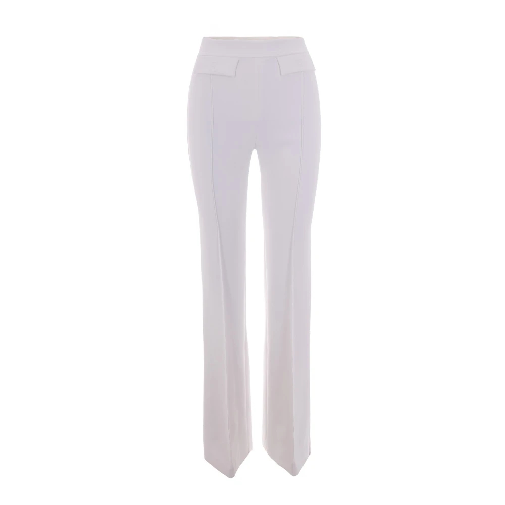Elisabetta Franchi Beige Wide Trousers, Female, S, Embellished Flared Trousers