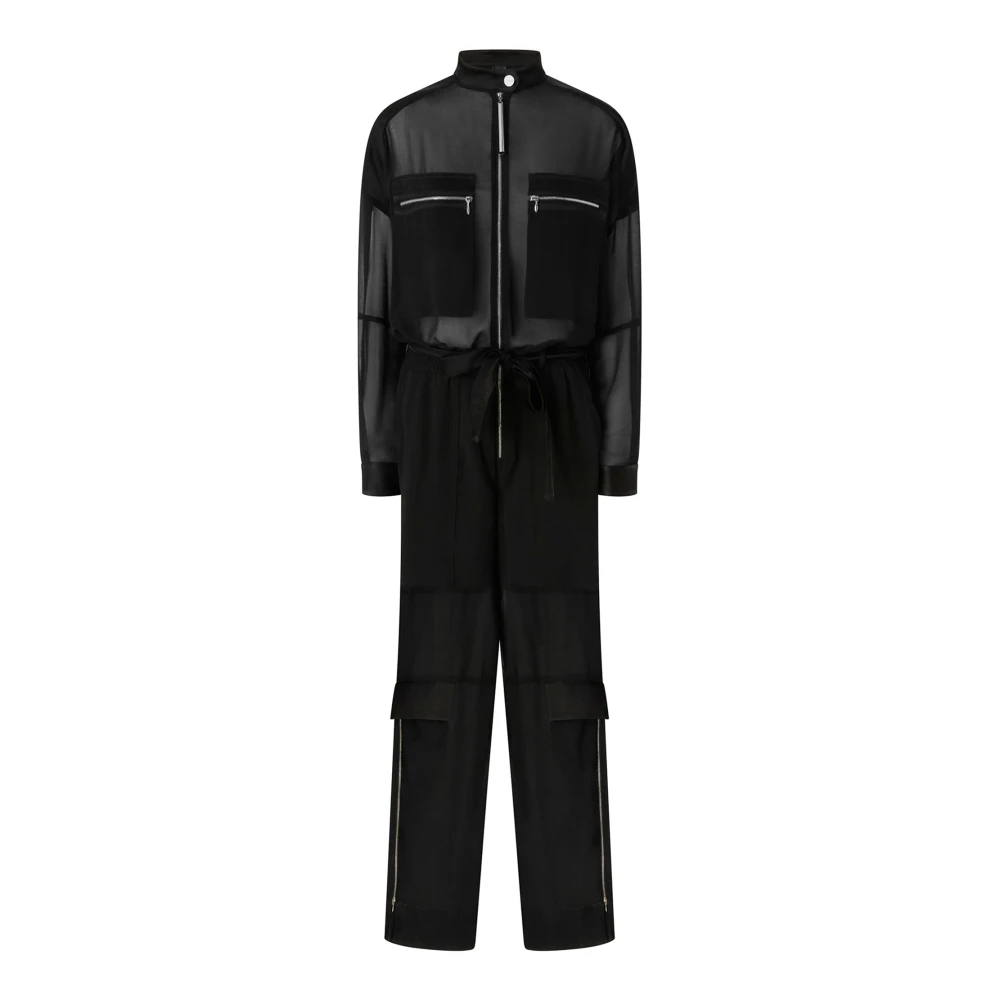 Pinko Zwarte Jurk met Rits aan de Voorkant en Zakken Black Dames