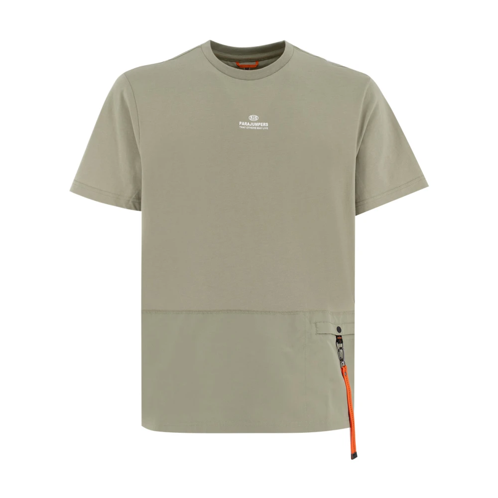 Parajumpers Hybride Crewneck Katoenen T-shirt met Zak Green Heren