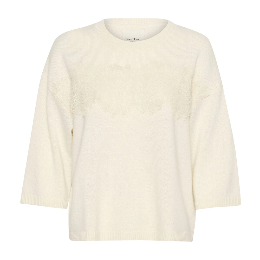 Part Two Berk Gebreid met Kant Detail Beige Dames