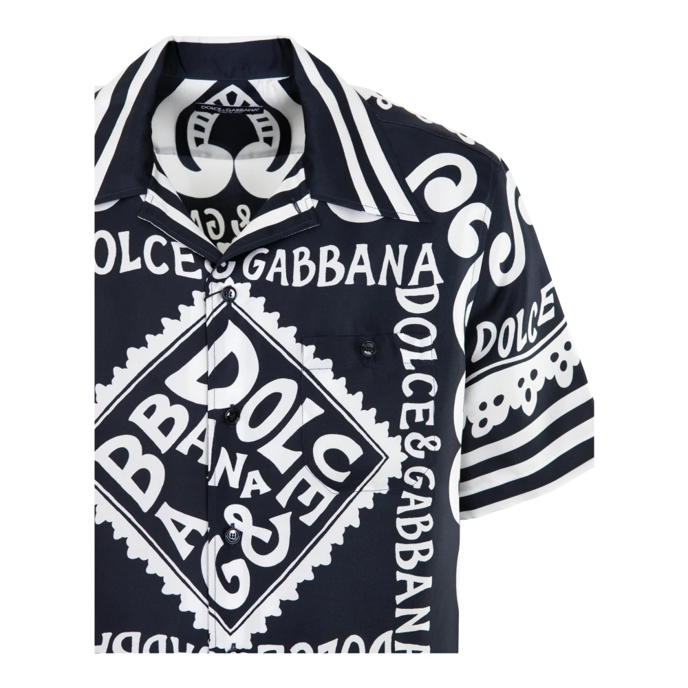 Dolce & Gabbana Heren Marina-print Silk Hawai Wit Zw Multicolor Heren