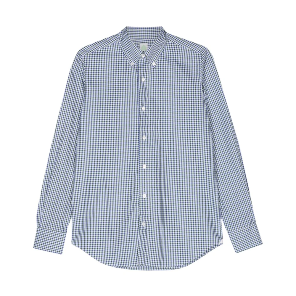 Finamore Tokyo Geruite Overhemd Blue Heren