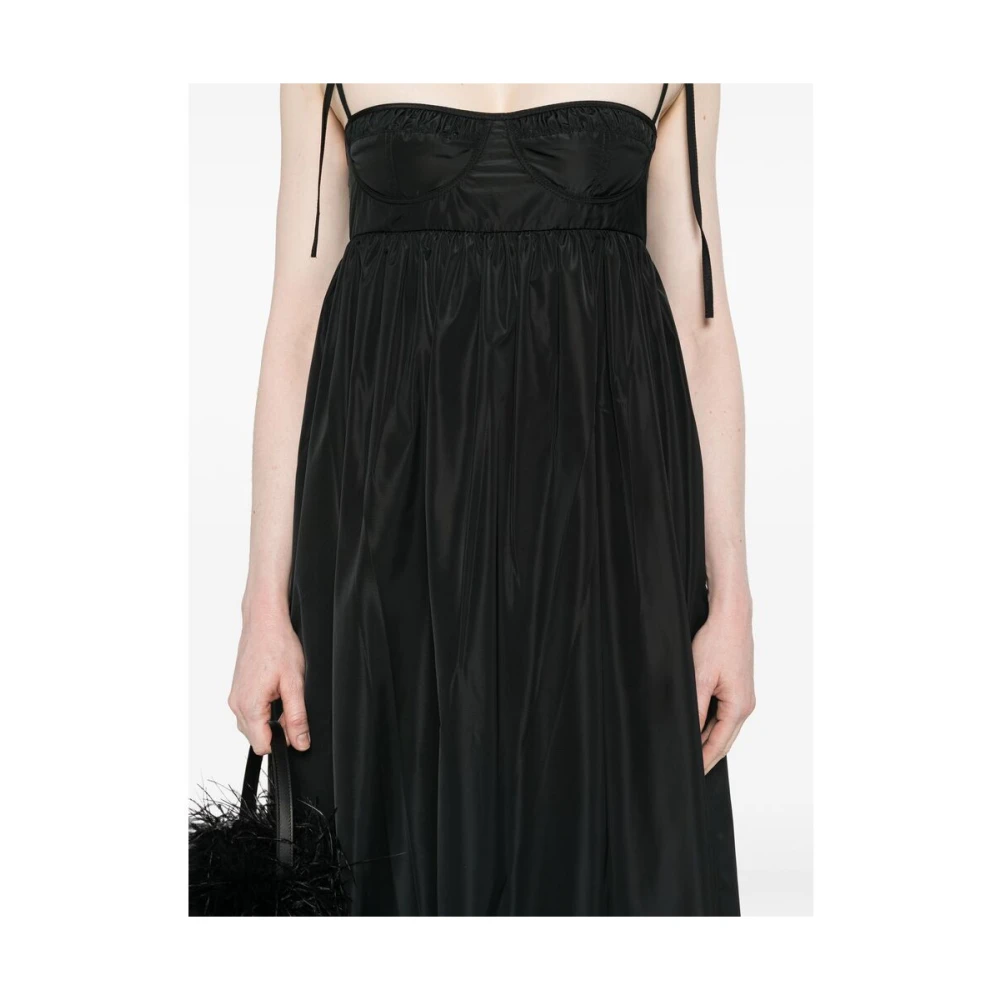 Cecilie Bahnsen Zwarte Stropdas-Fastening Jurk Black Dames