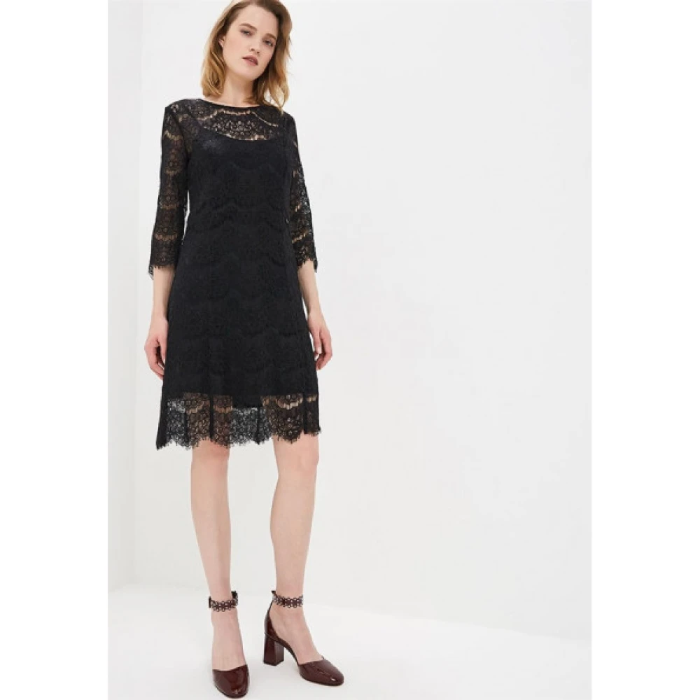 Liu Jo Kanten jurk met 3 4 mouwen Black Dames