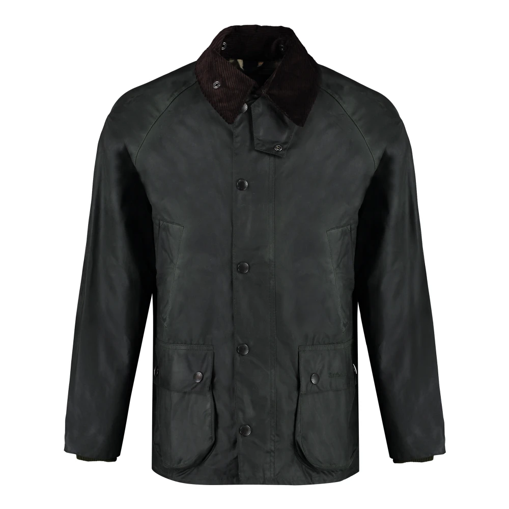 Barbour Uomo Verde - Giacca In Cotone Cerato Con Colletto In Velluto A Coste - Jackets - L