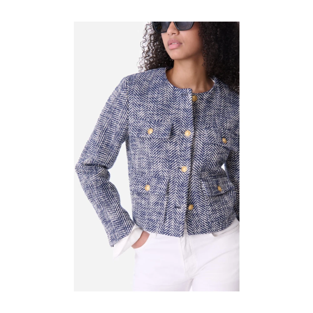 Vanessa Bruno Retro Tweedjas met Gouden Knopen Blue Dames