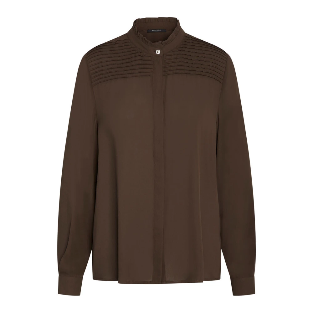 Bruuns Bazaar Elegante Camillabbnisja Shirt met Ruche Brown Dames