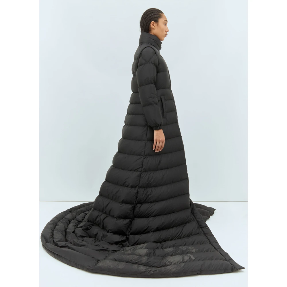 Moncler Gewatteerde Lange Donsjas met Afneembare Mouwen Black Dames