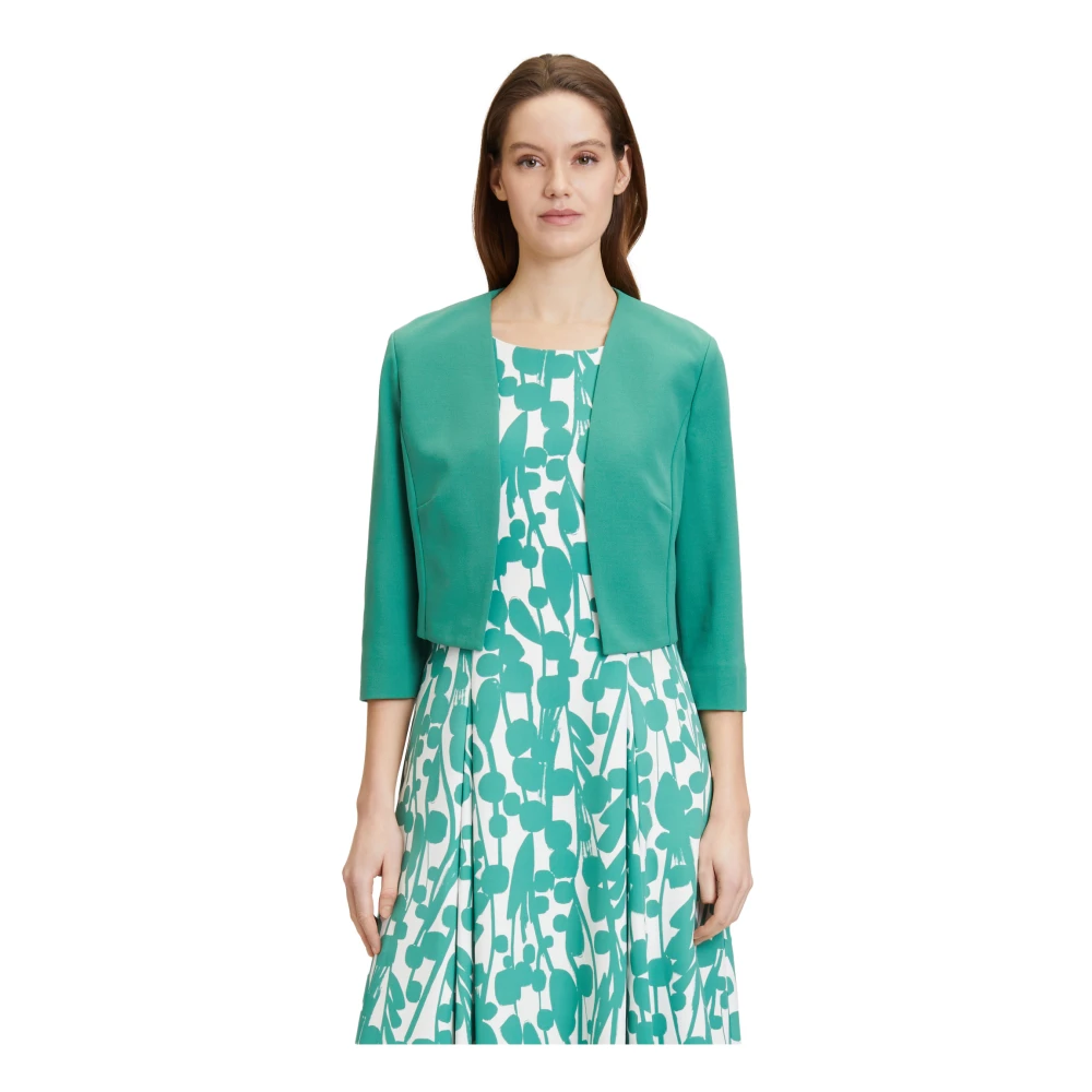 Vera Mont Elegante Crepe Blazer Jas Green Dames