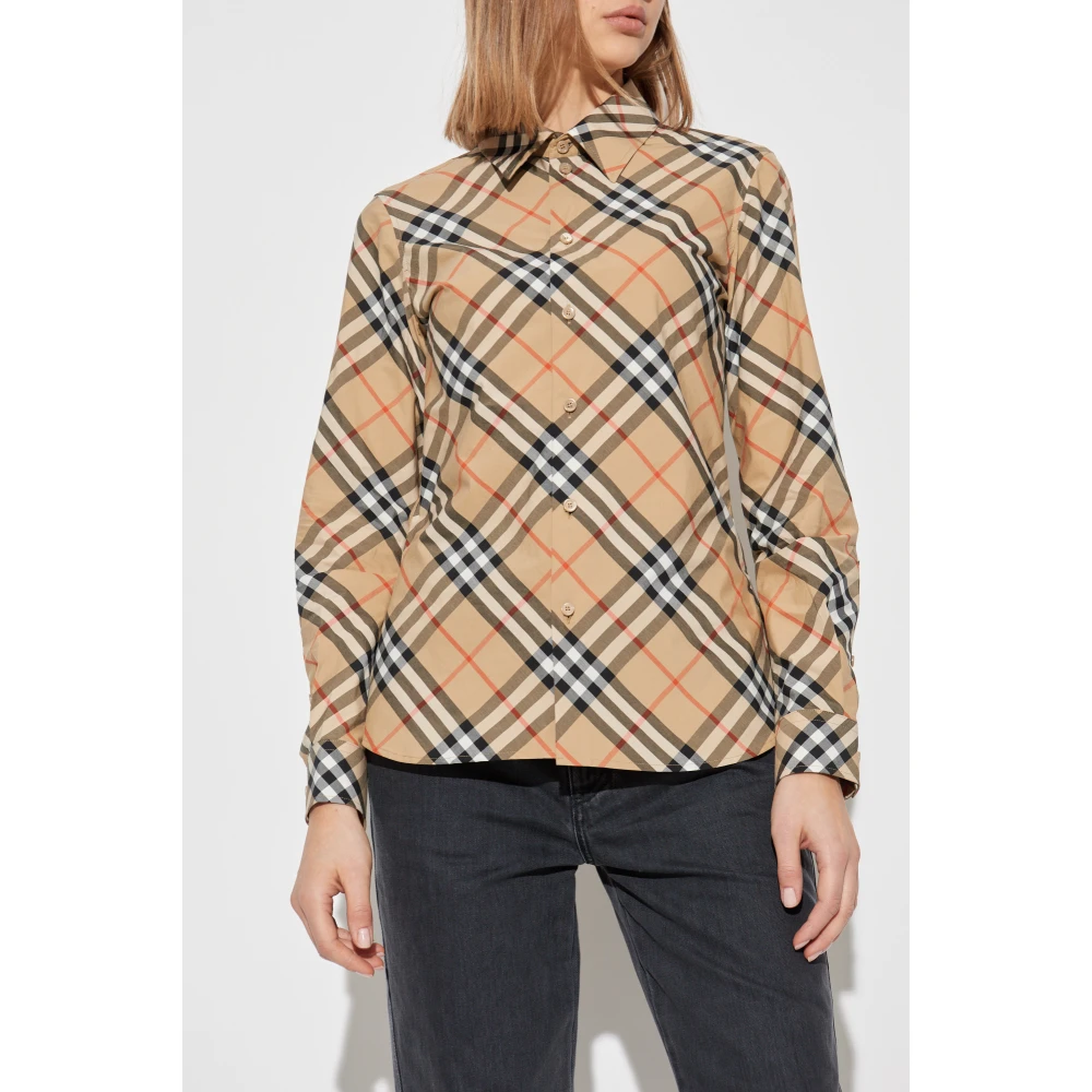 Burberry Geruite overhemd Beige Dames