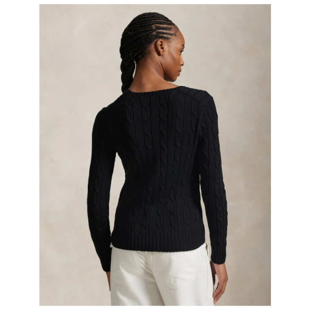 Polo Ralph Lauren Gedraaide katoenen V-hals trui Kimberly Black Dames