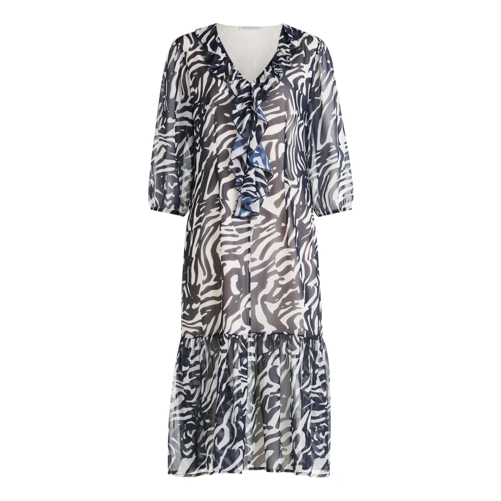 Betty & Co Wikkeljurk met V-hals Blue Dames