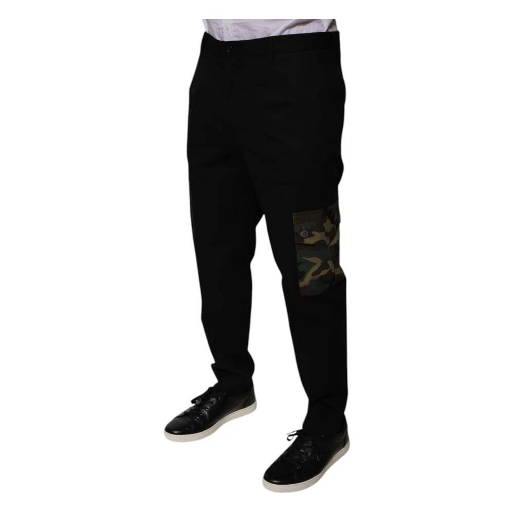 Dolce & Gabbana Zwarte Cargo Broek met Print Black Heren