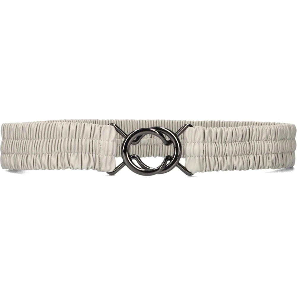 Co'Couture Witte Smocked Leren Riem White Dames