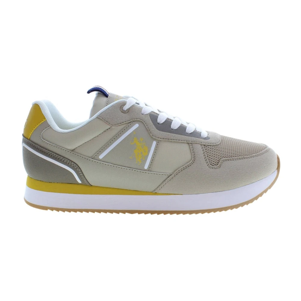 U.s. Polo Assn. Men's Beige Sporty Lace-Up Sneakers With Logo