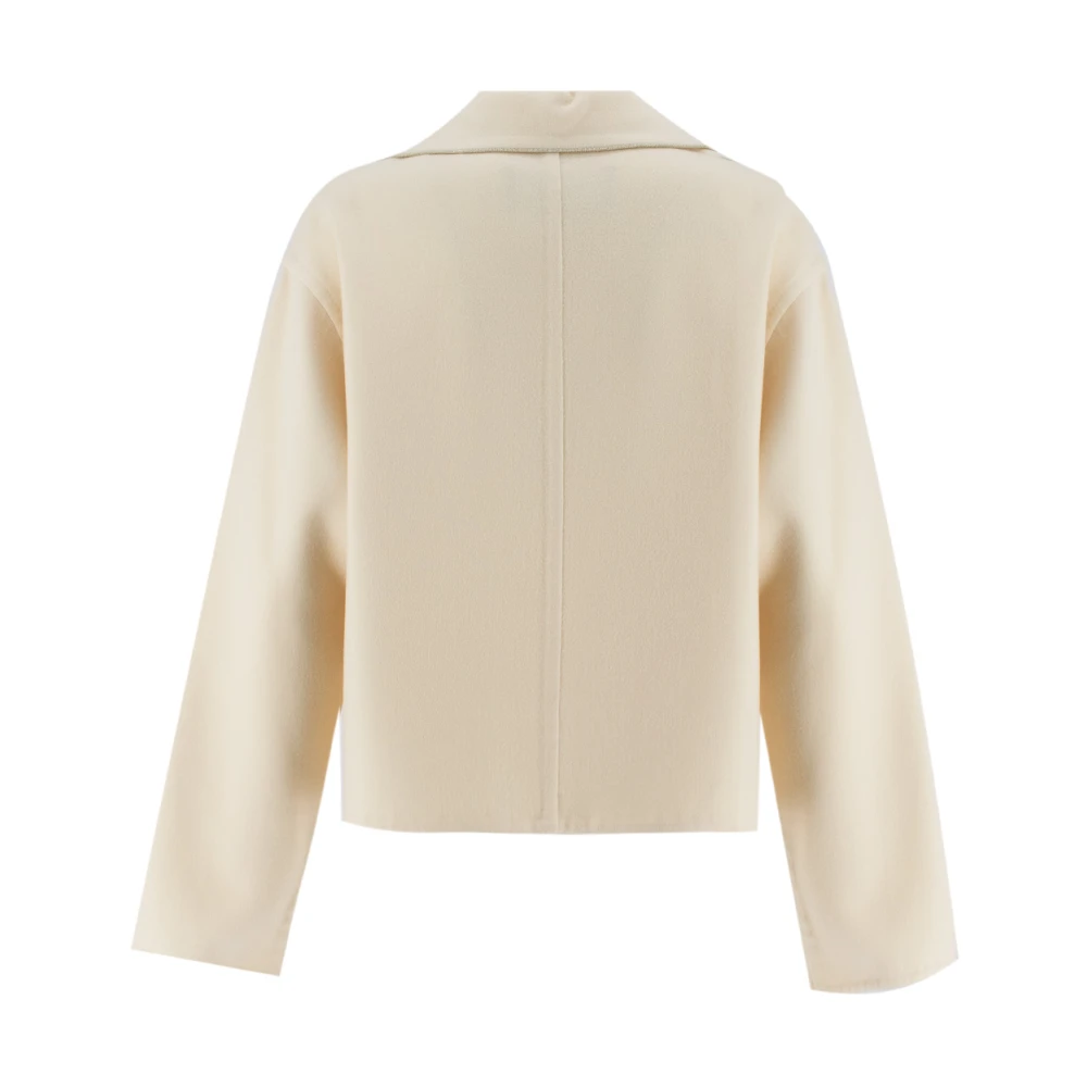 Fabiana Filippi Zachte Wol Cropped Jas met Revers White Dames