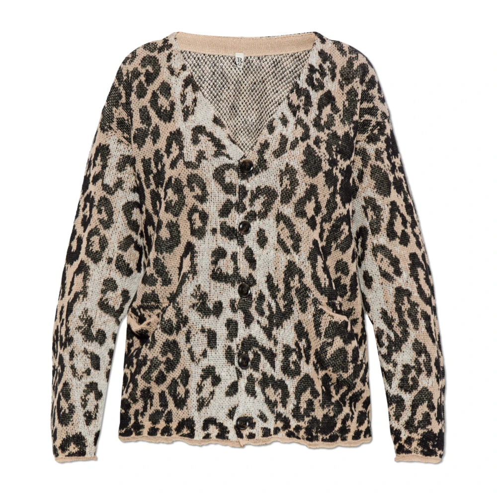 R13 Cardigan met dierenprint Beige Dames