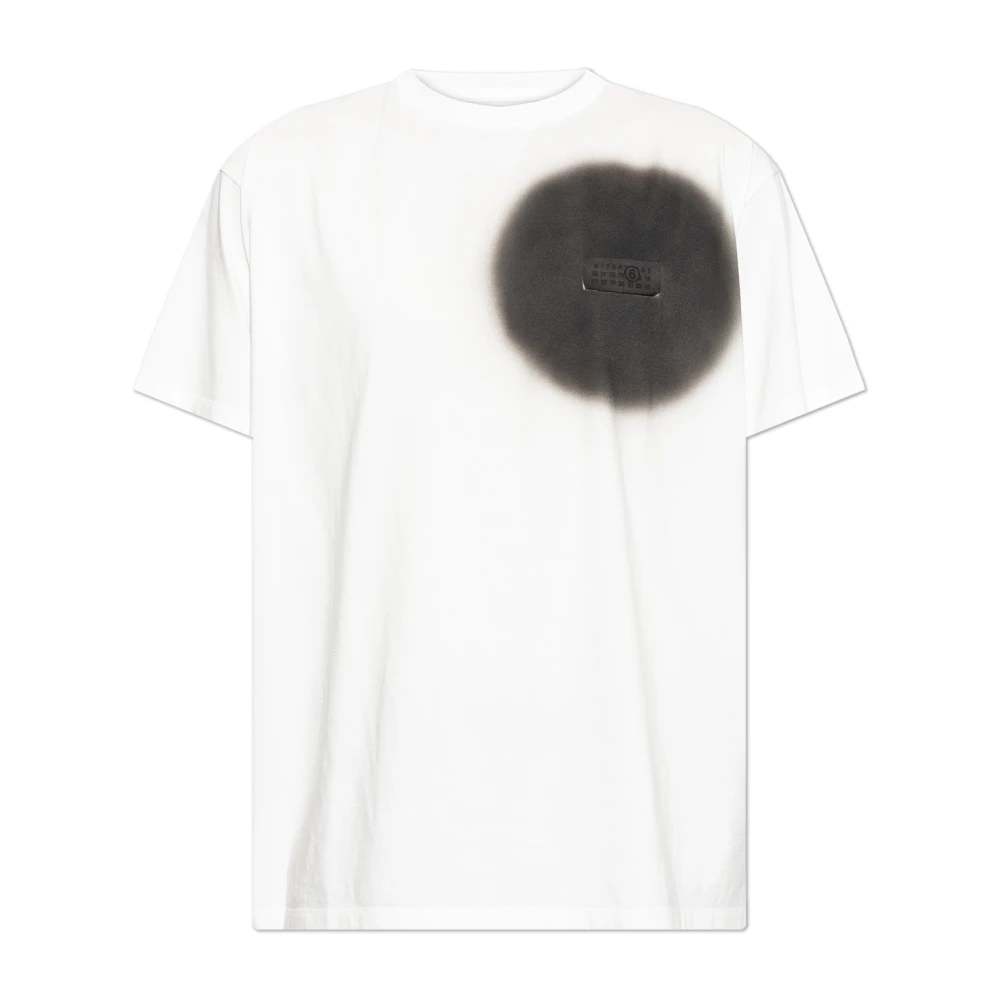 Mm6 Maison Margiela Men's White T-Shirt With Patch - T-Shirts - L - Tops