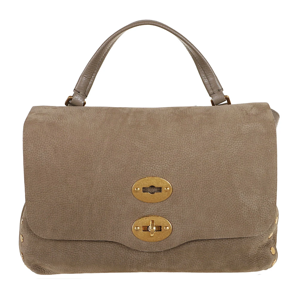 Zanellato Zachte Korrel Nubuck Leren Schoudertas Brown Dames