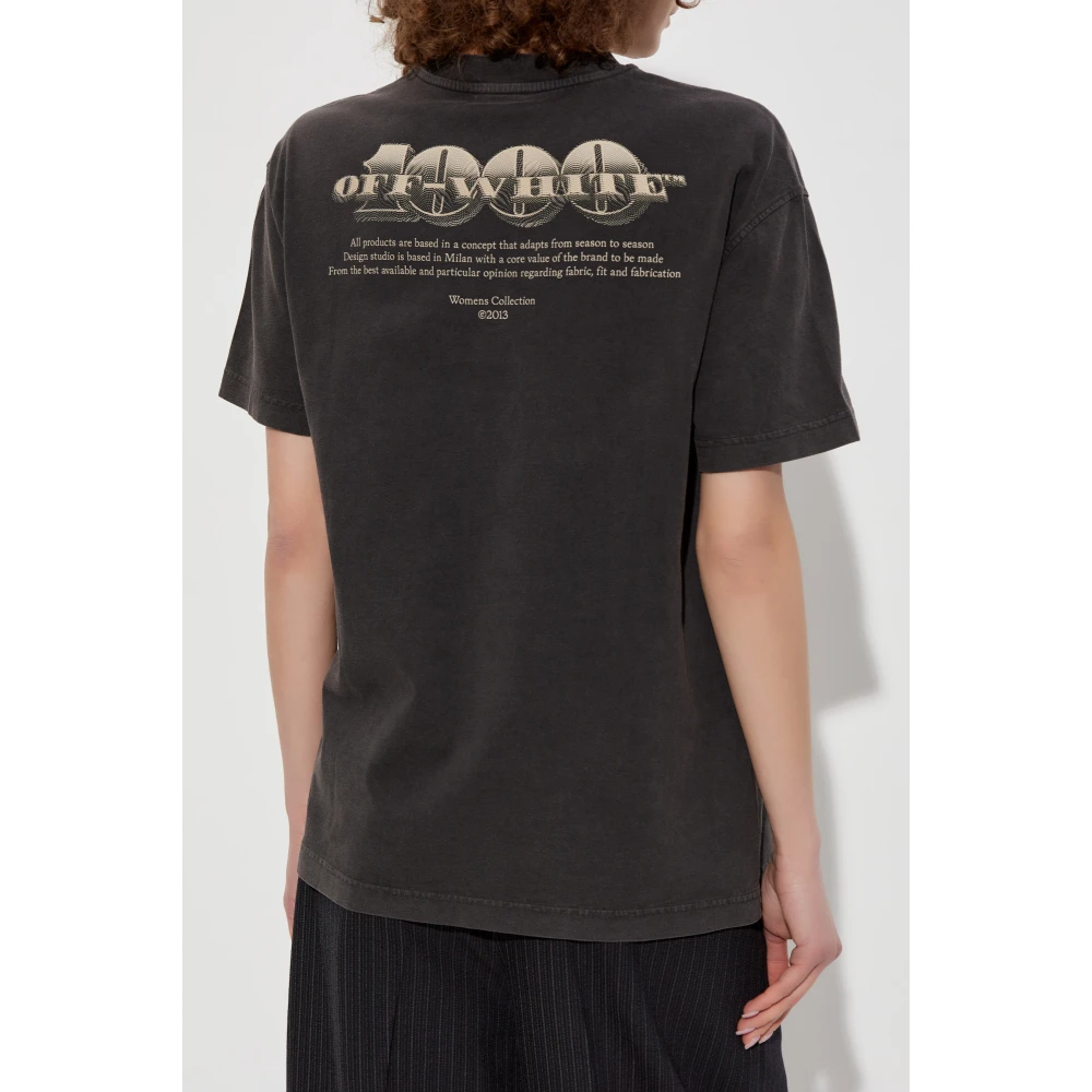 Off White T-shirt met print Gray Dames