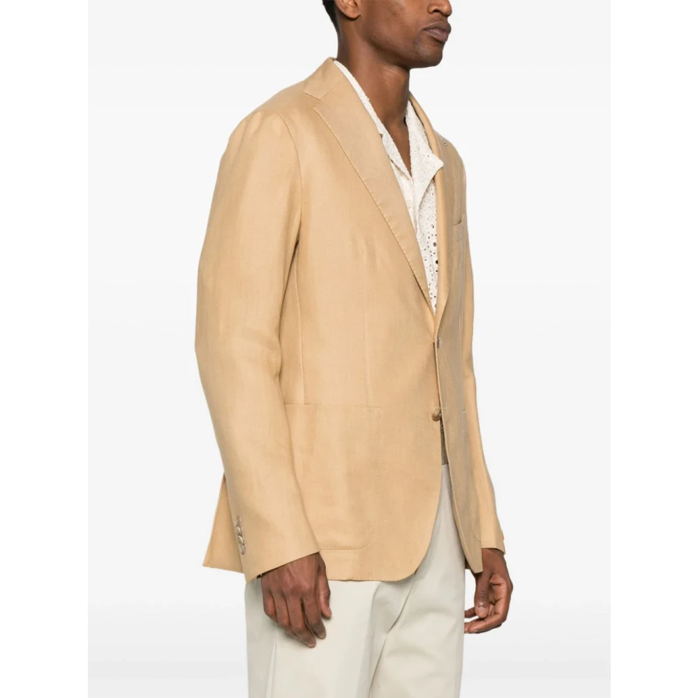 Tagliatore Beige Linnen Single-Breasted Jas Beige Heren