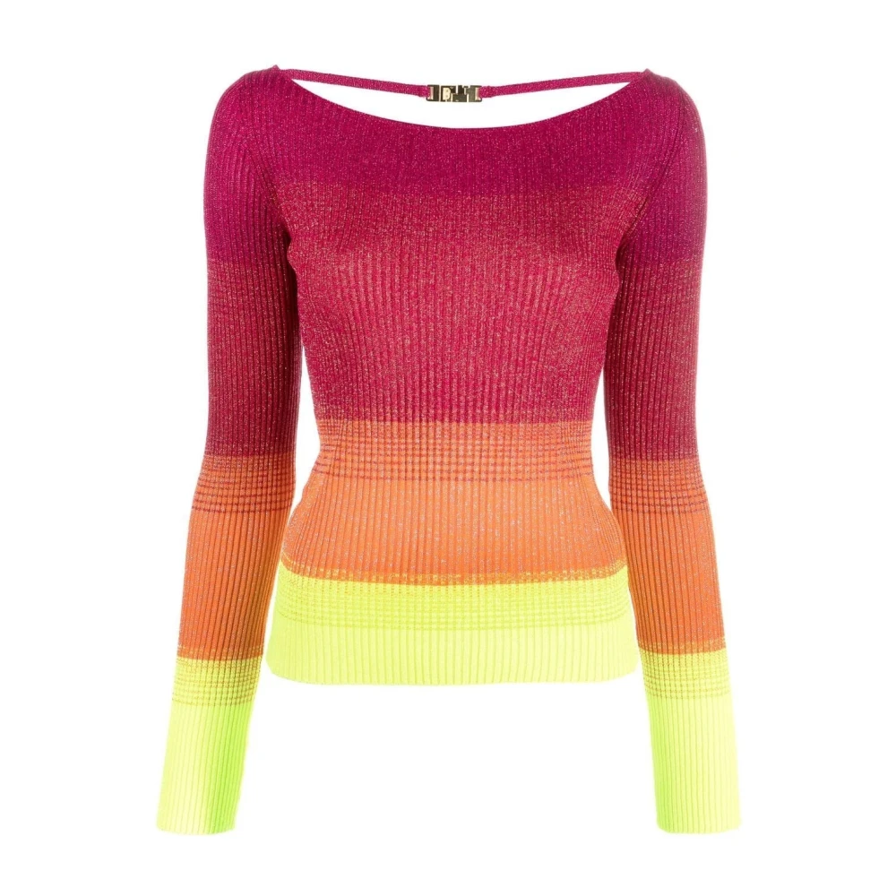 Gcds Pink Lurex Degrade Jumper - Female - Round-Neck Knitwear - M - Knitwear