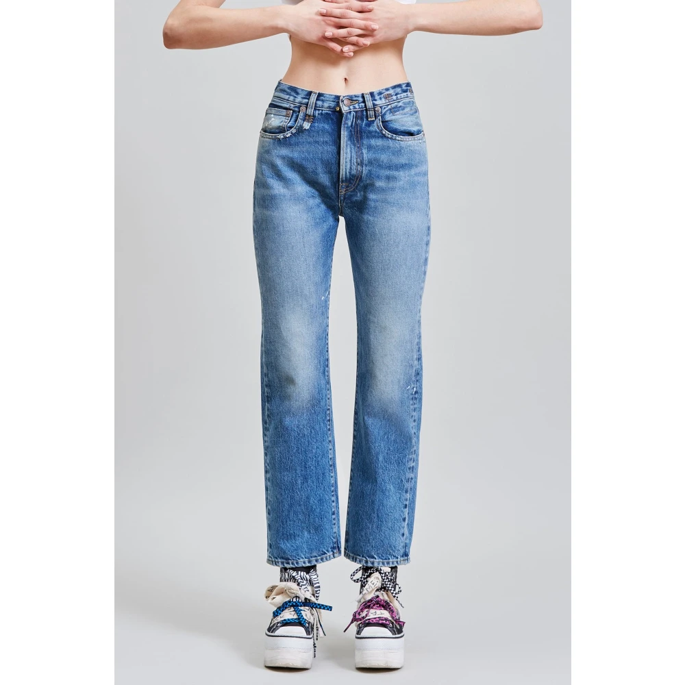 R13 Slim Jasper Jeans met Frayed Details Blue Dames