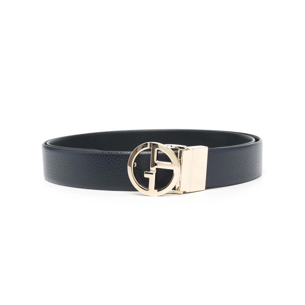 Giorgio Armani Blue Belts, Male, One Size, Two-Tone Reversible Leather Belt