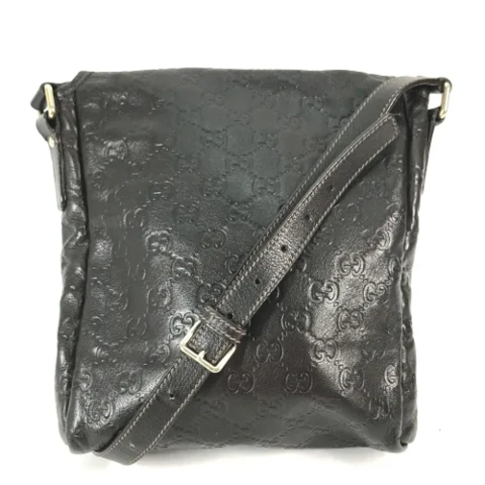 Gucci Vintage Pre-owned Leather gucci-bags Gray Heren