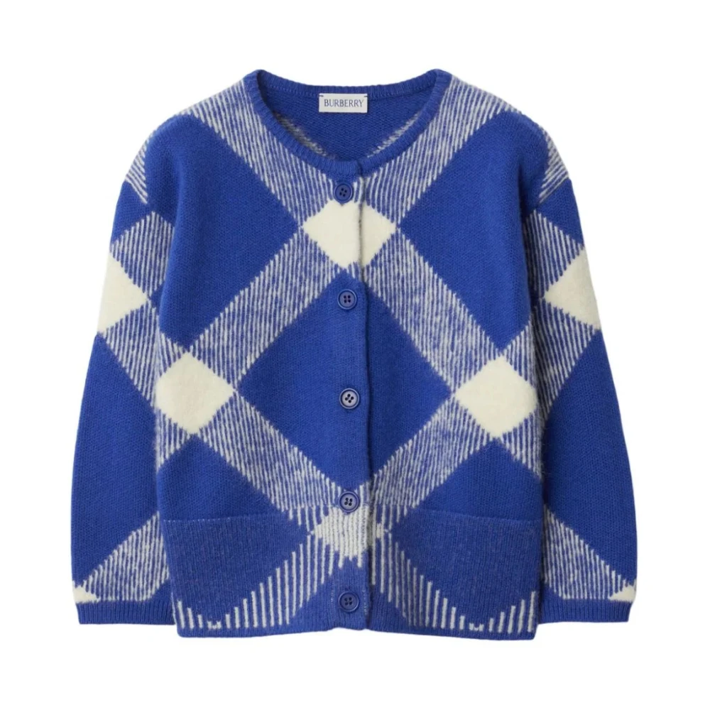 Burberry Girls Blue Kids Knitwear, 8 Y, Check Knitwear