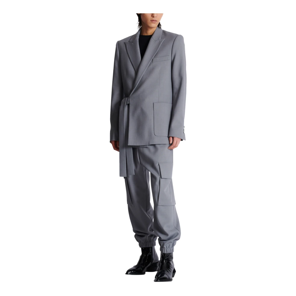 Balmain Gebelde asymmetrische jas in dubbele crêpe Gray Heren