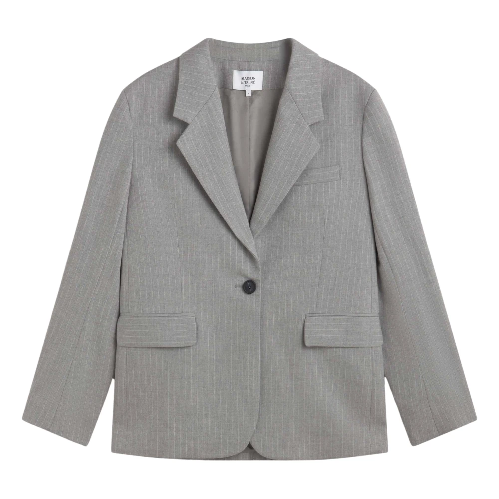 Maison Kitsuné Gestreepte getailleerde jas Gray Dames