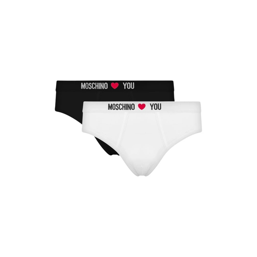 Moschino Black Underpants, Male, 2XL, Set Of 2 Slips In Stretch Jersey My Valentine