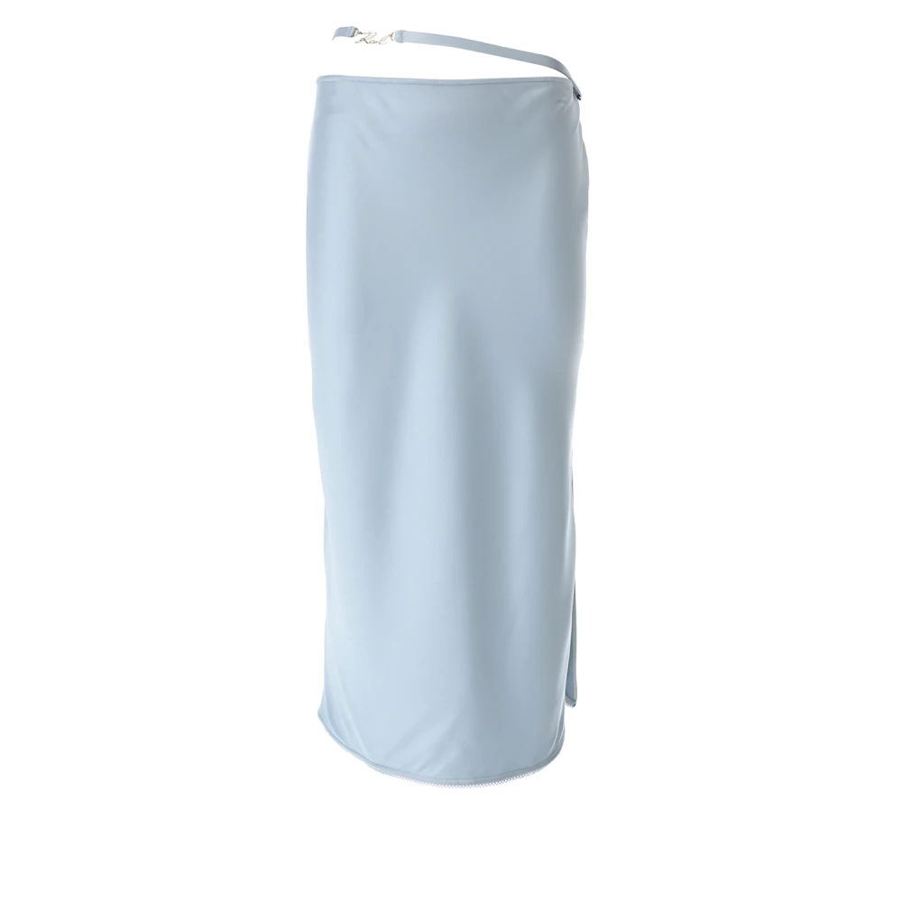 Karl Lagerfeld Moderne Blauwe Satijnen Midi Rok Blue Dames