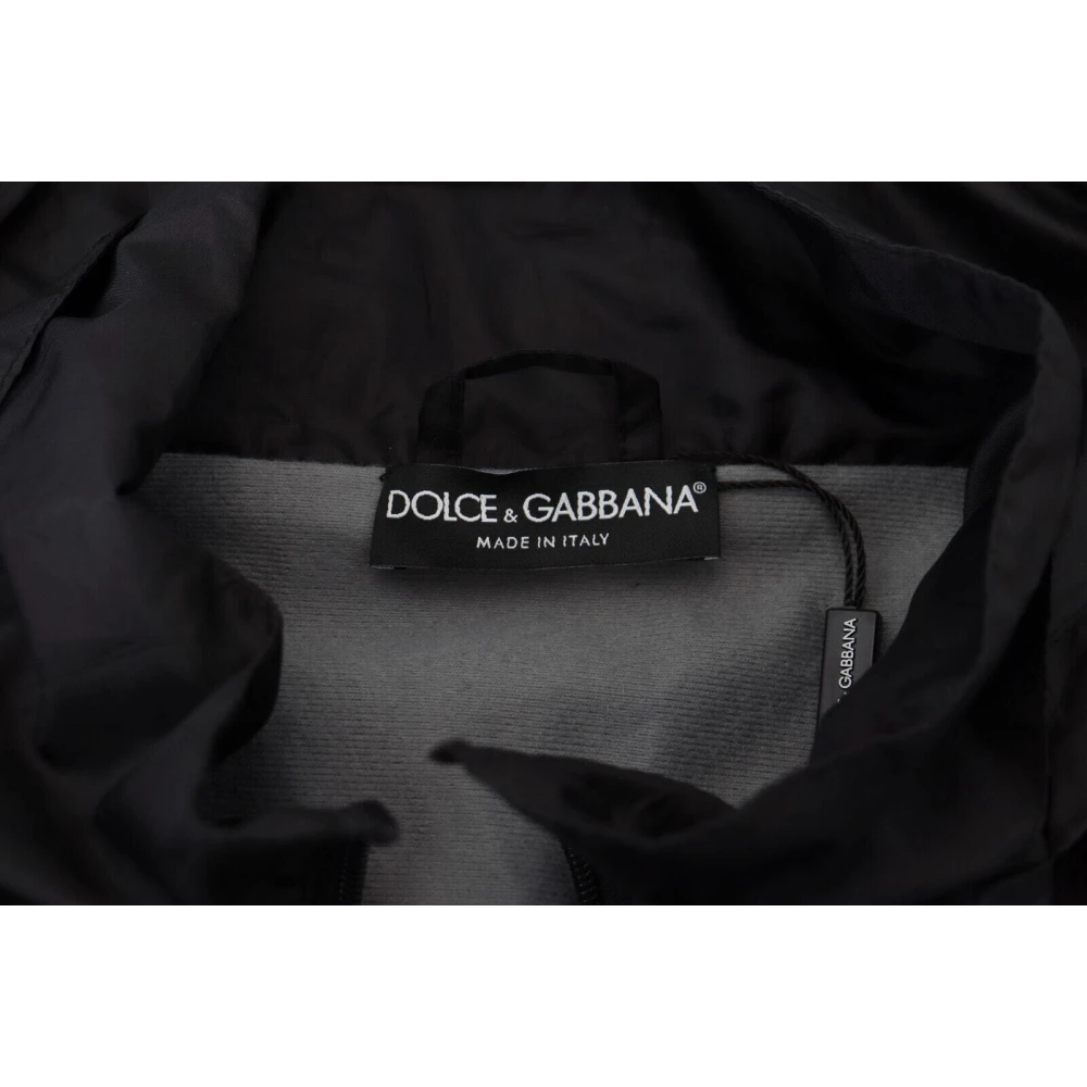 Dolce & Gabbana Gedrukte Nylon Hooded Bomberjack Black Dames