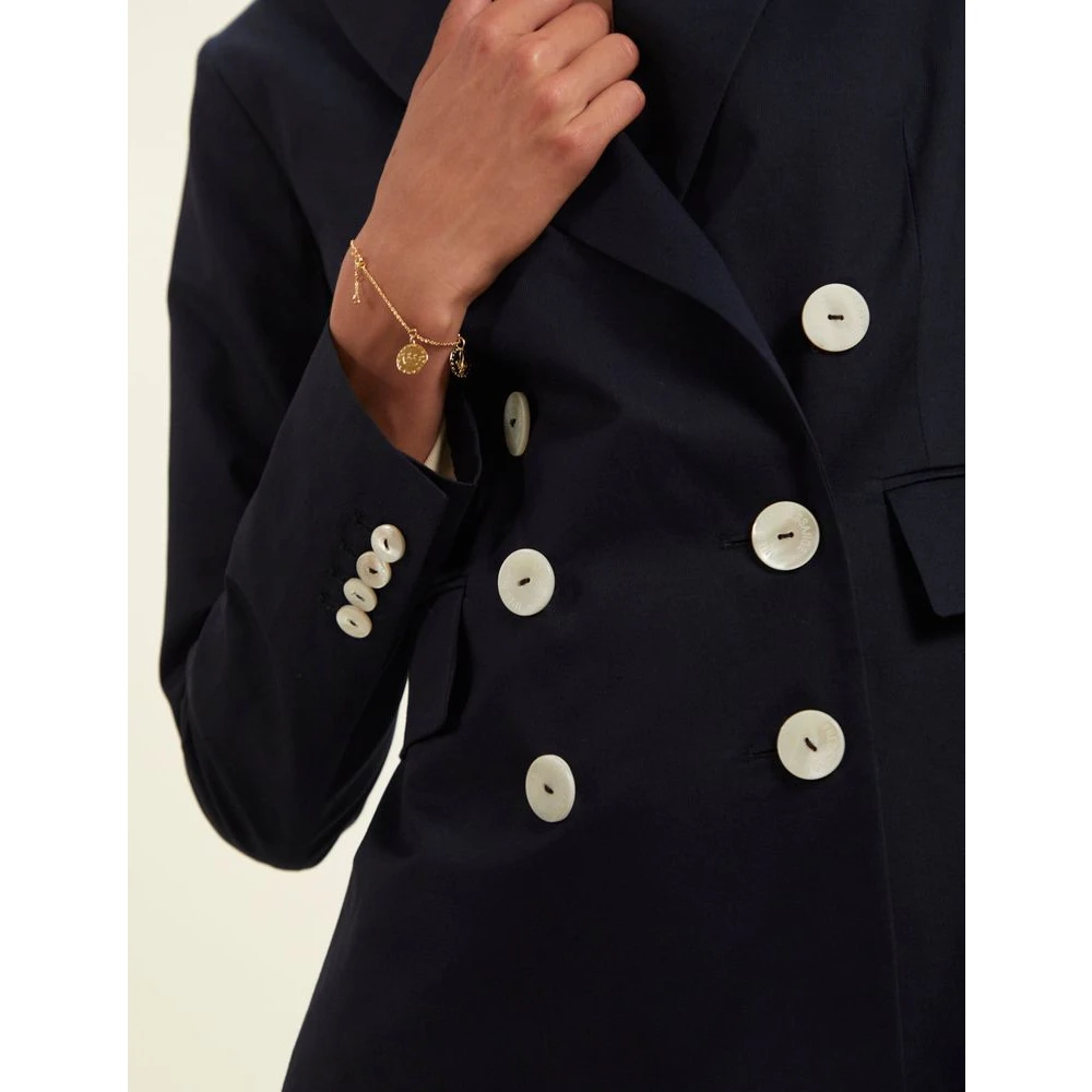 Ines De La Fressange Paris Navy Blauw Ottomaans Pak Jas Blue Dames