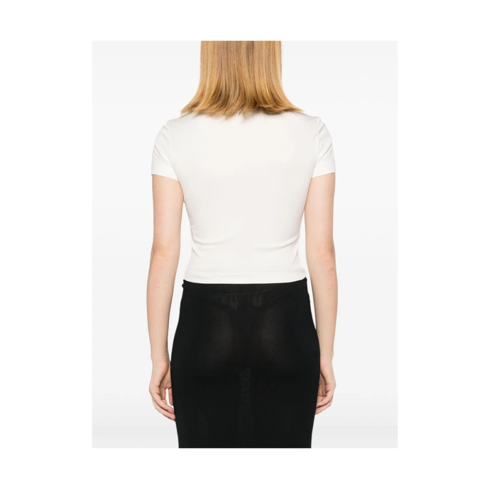 Mugler Ster Appliqué Crew Neck T-shirt White Dames