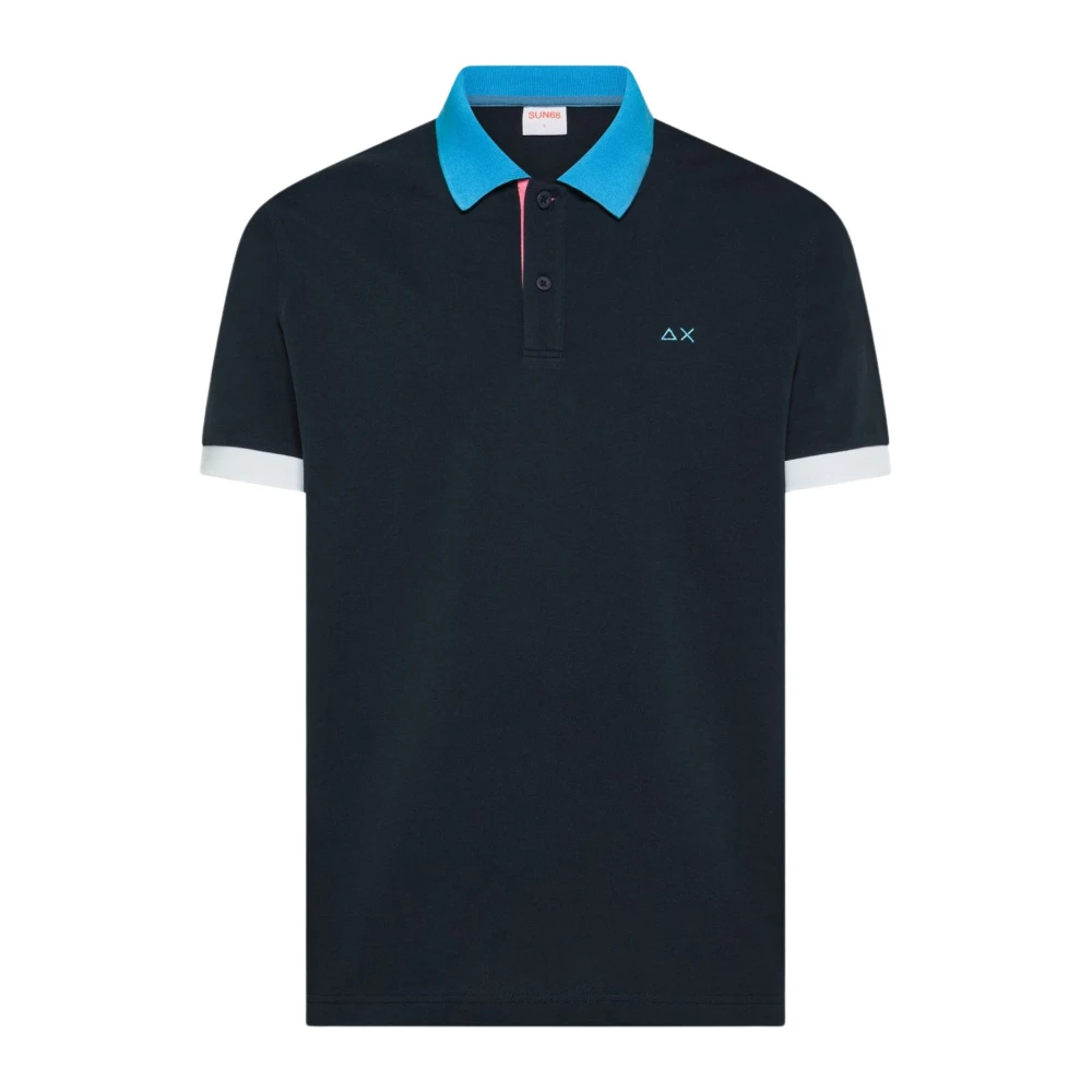 Sun68 Men's Blue Polo 3 Color Way S/S - Polo Shirts - S - Tops