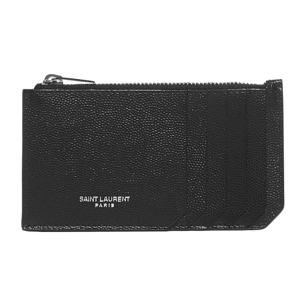 Saint Laurent Black Fragments Cardholder Wallet Black Heren