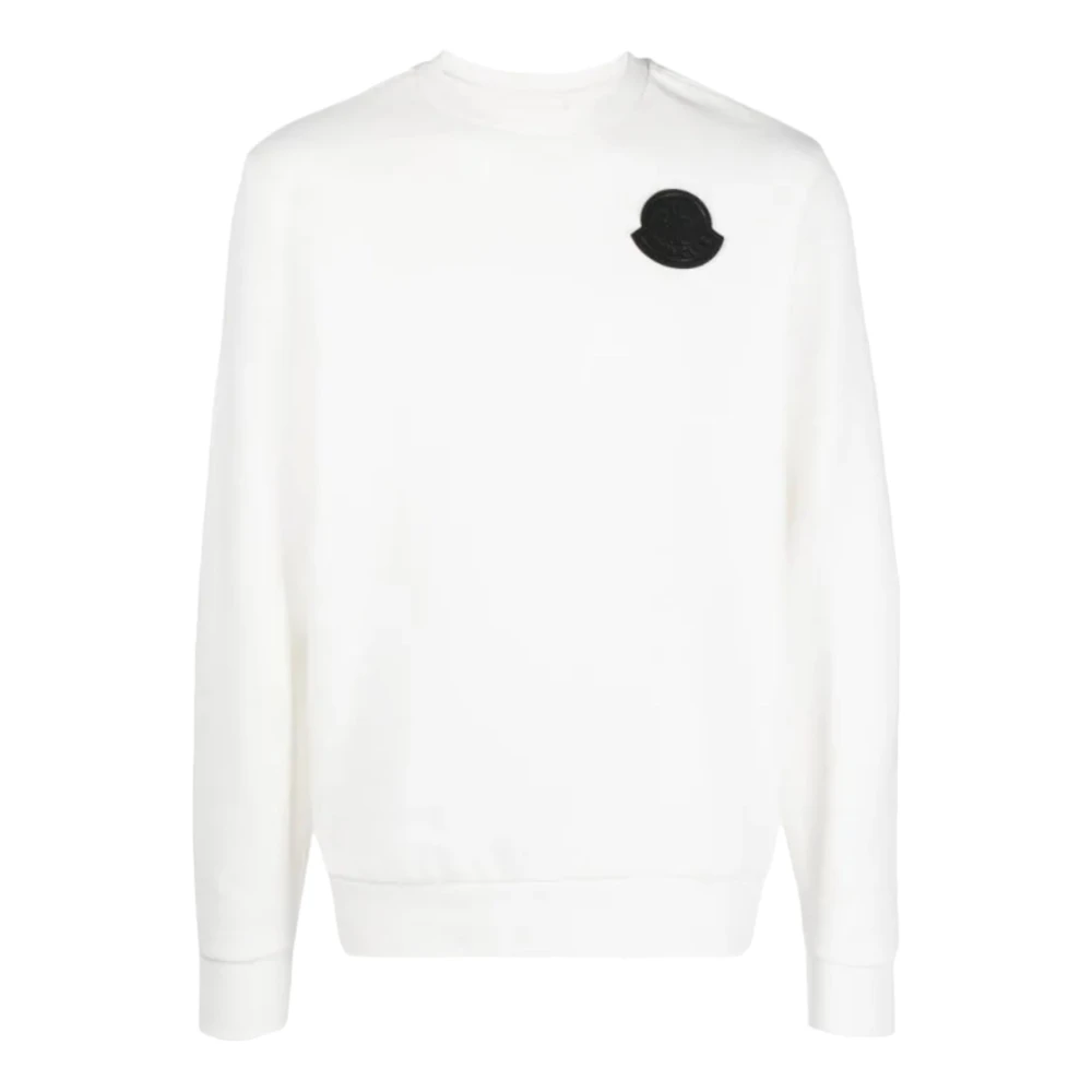 Moncler Logo Applique Katoenen Sweatshirt White Heren