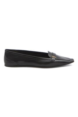 black-flat-leather-strap-shoes