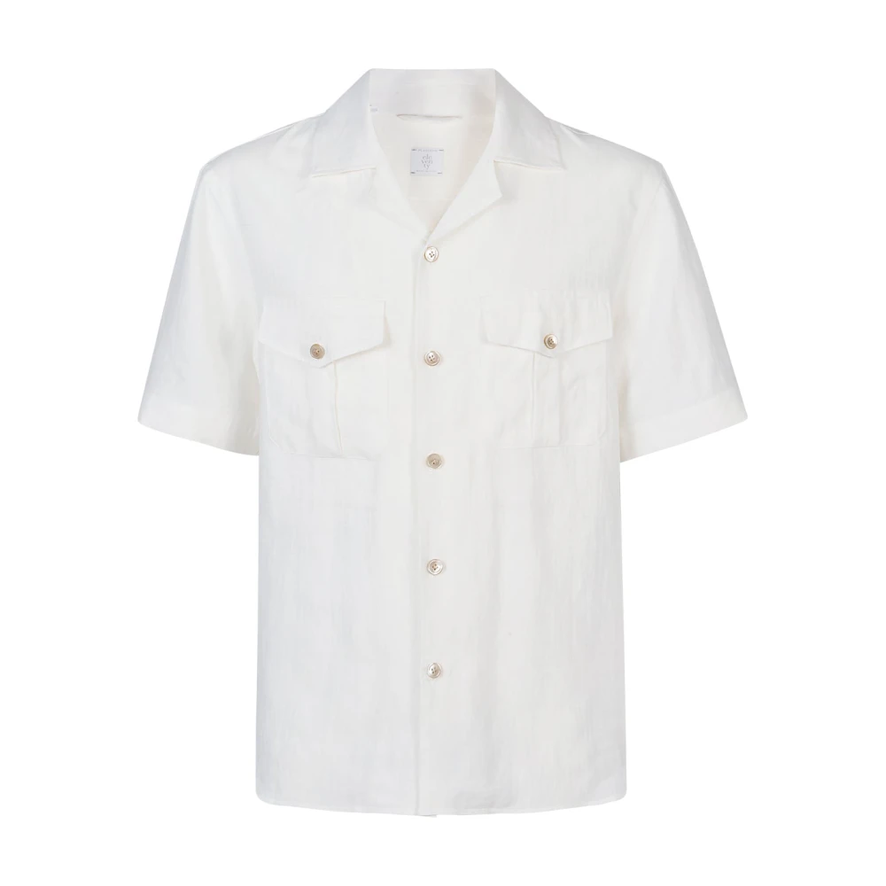 Eleventy Men's White Camicia Collo Bowling 2 Tasche - Short Sleeve Shirts - Xl - Shirts
