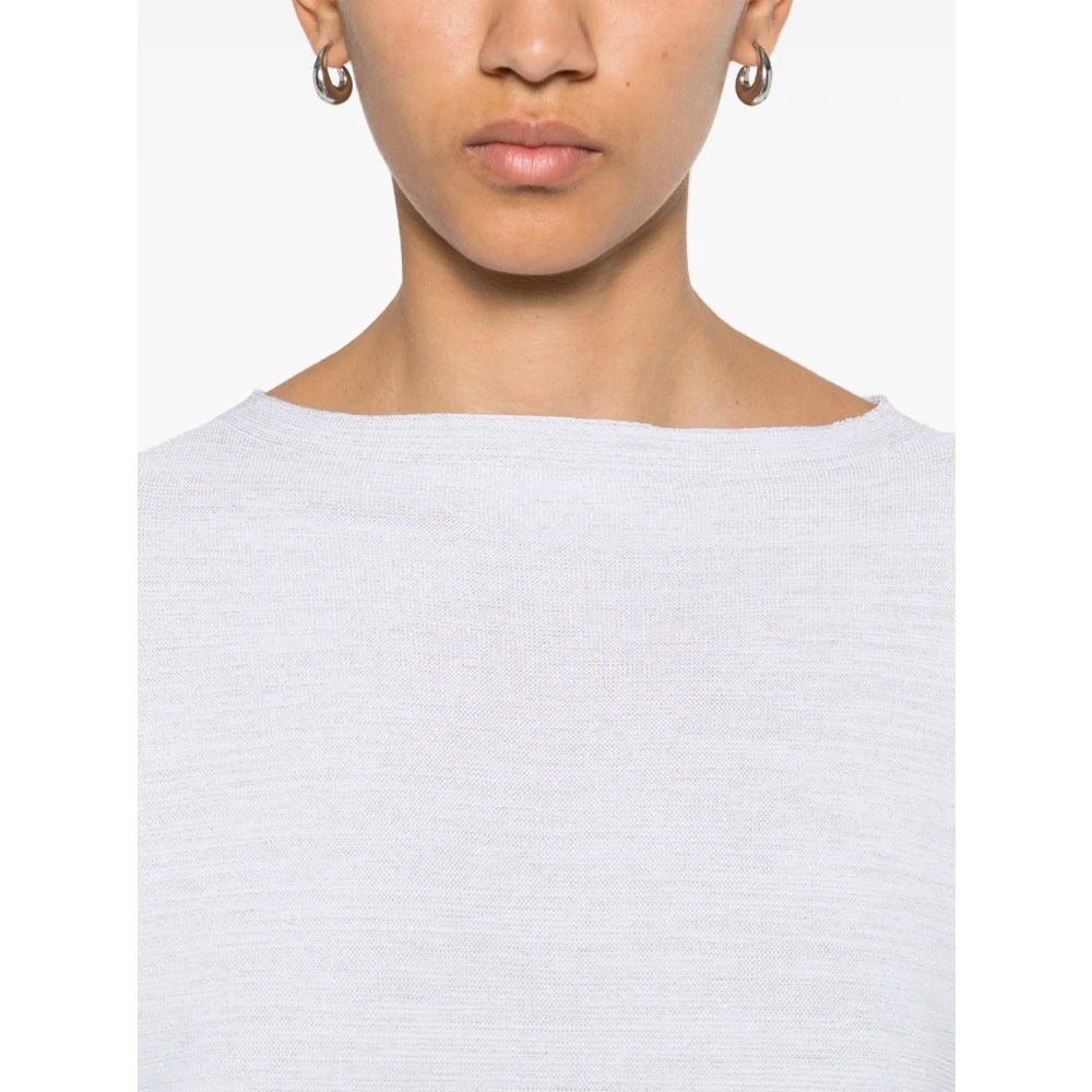 Fabiana Filippi Witte Crew Neck Jurk Korte Mouwen White Dames