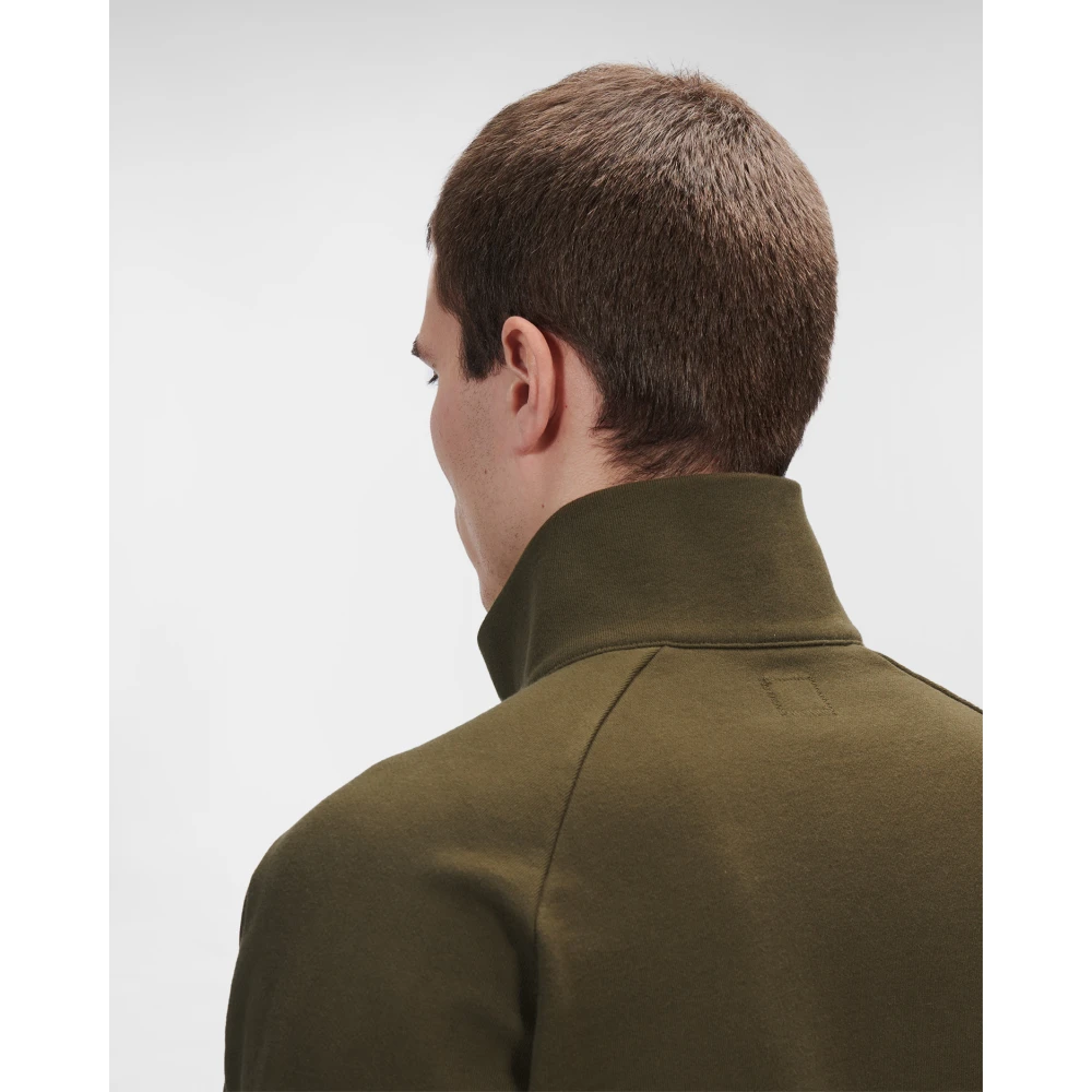 C.P. Company Diagonaal Verhoogd Fleece Opstaande Kraag Sweatshirt Green Heren